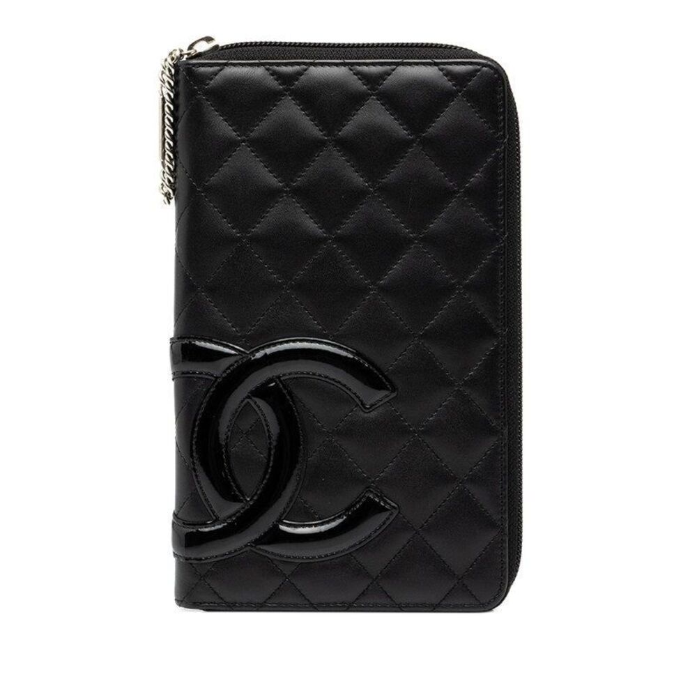 Chanel Cambon Line Coco Mark Calf Patent Leather Long Wallet